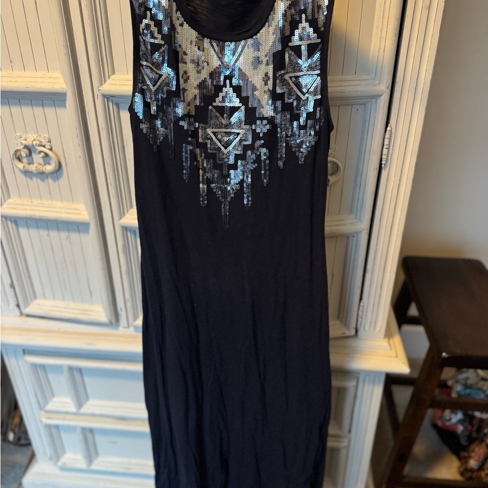 Express Black Maxi Dress with Silver Accents